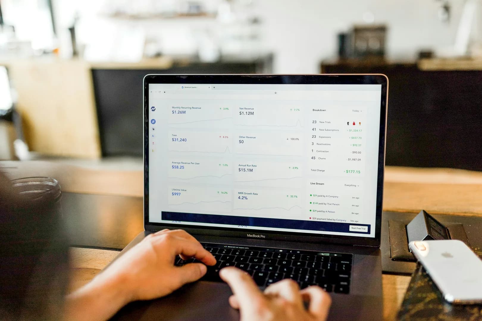 A professional viewing dashboards and monitoring tools representing website maintenance work.