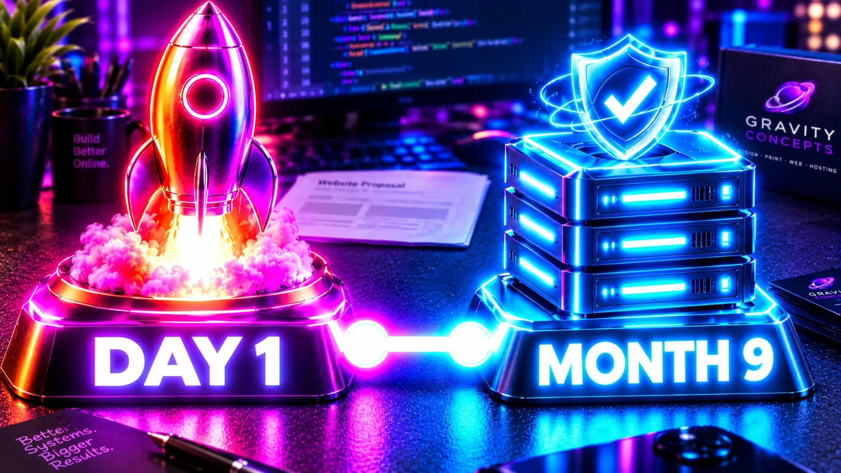 A comparison of design and development working styles on a desk.